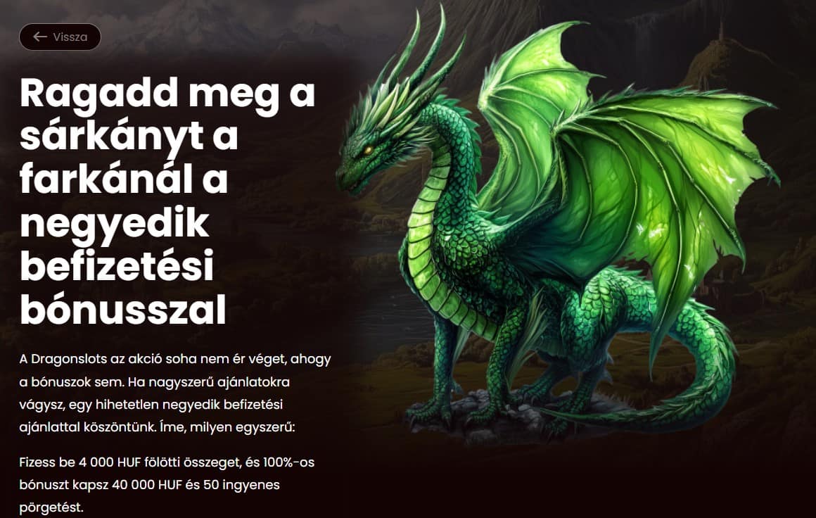dragonslots negyedik befizetési bónusz