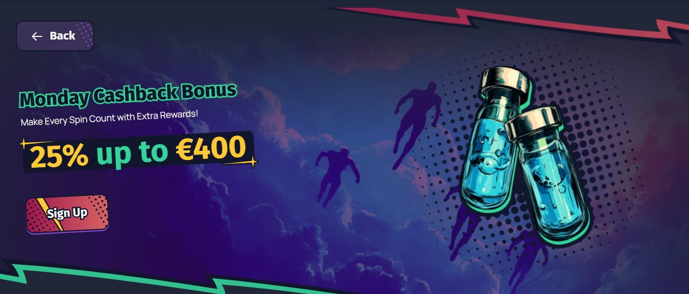 spinlander Hétfői Cashback Bónusz